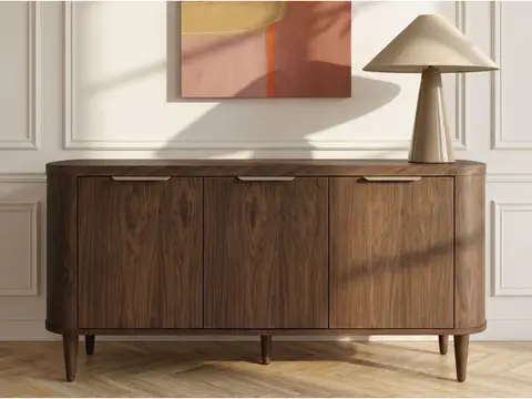 Buffet 3 portes 180 cm MAZARGUES placage chêne massif marron foncé