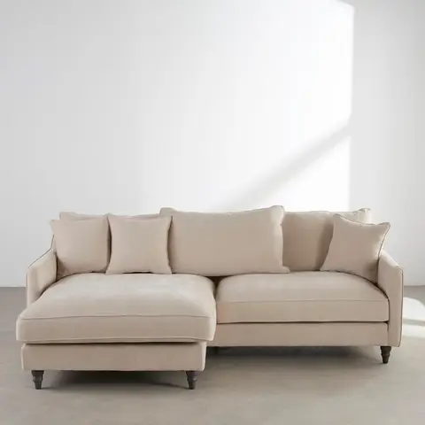 Canapé d'angle réversible 4/5 places beige