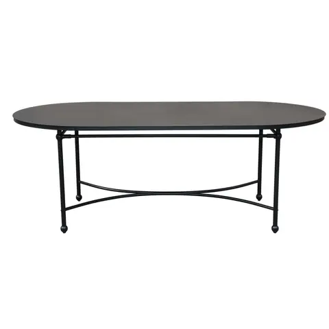Table de jardin ovale en acier noir, L210 cm