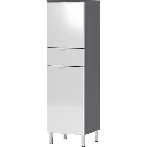 Colonne de salle de bain moderne Maurine Chêne/gris ou blanc/gris — Chêne