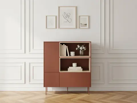 Buffet haut 2 portes 120 cm ATLAS avec niches rouge
