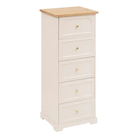 Chiffonnier 5 tiroirs en bois avec plateau en frêne