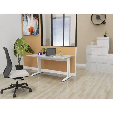 Bureau droit individuel Ophrys Blanc — Blanc perle