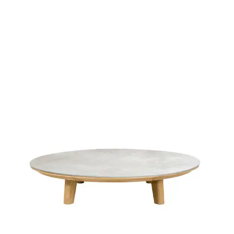 Table basse Aspect Fossil grey-teak, cermaic