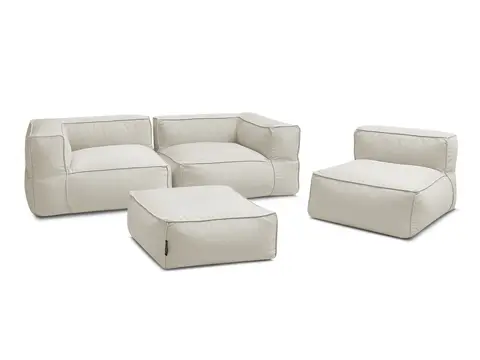 Canapé de jardin modulable GIULIA avec bâche de protection, 2 angles, beige