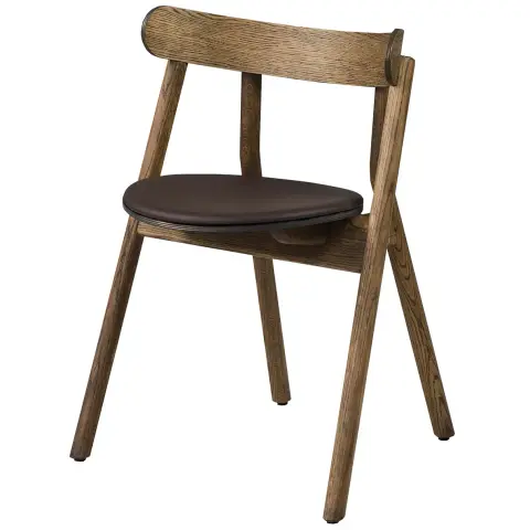Chaise Oaki assise en cuir Chêne fumé