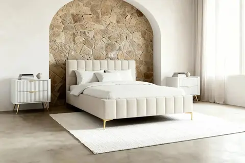 Lit coffre Gregoire Beige 140 x 200