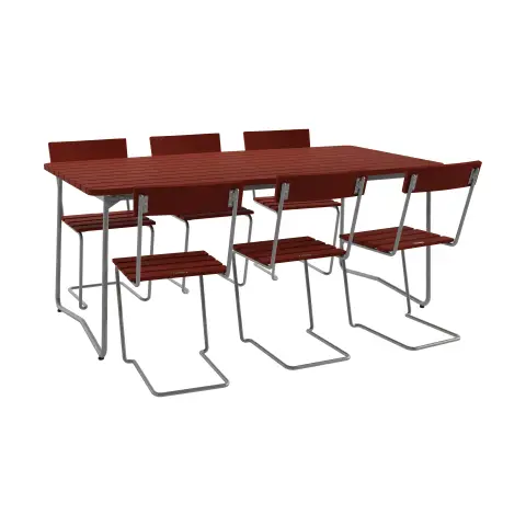 Table B31 + 6 chaises 1 rouge foncé-stativ galvanisé à chaud
