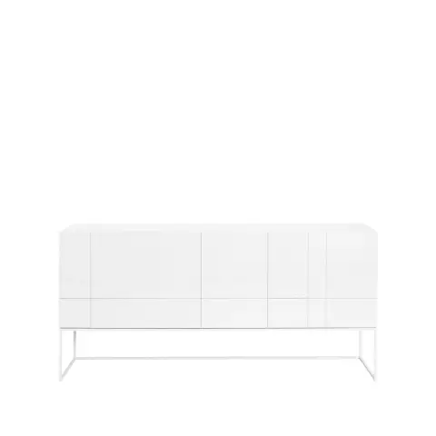 Kilt Light 180 table d'appoint white, 3 portes, 2 tiroirs