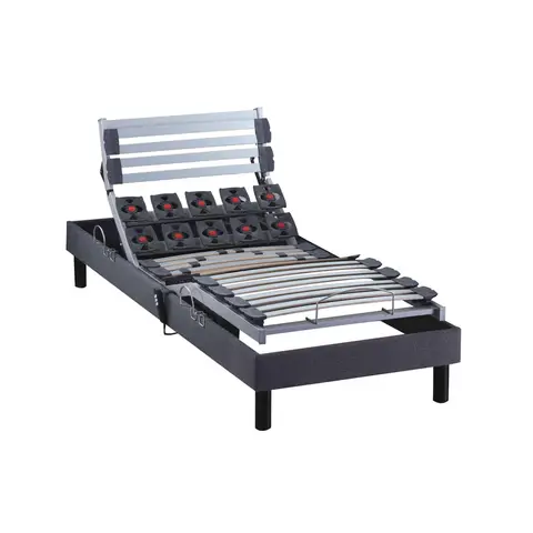 Sommier électrique de relaxation lattes + plots tissu anthracite