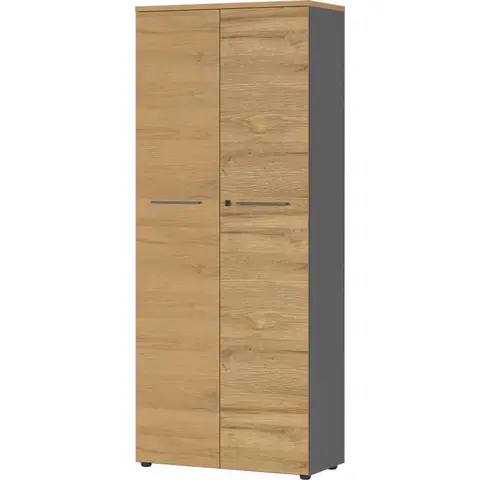 Armoire haute de bureau contemporaine chêne/graphite Louisiane Chêne — Chêne