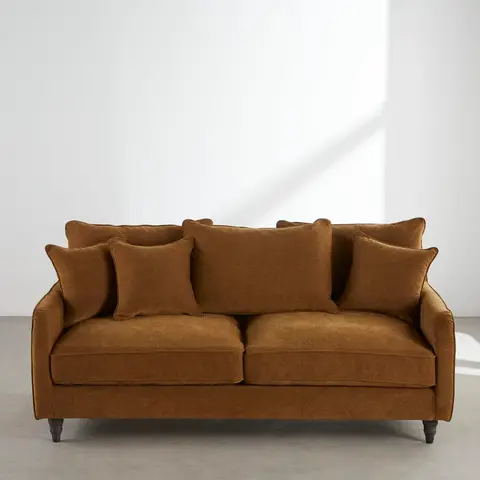 Canapé convertible 3 places en tissu coloris bronze
