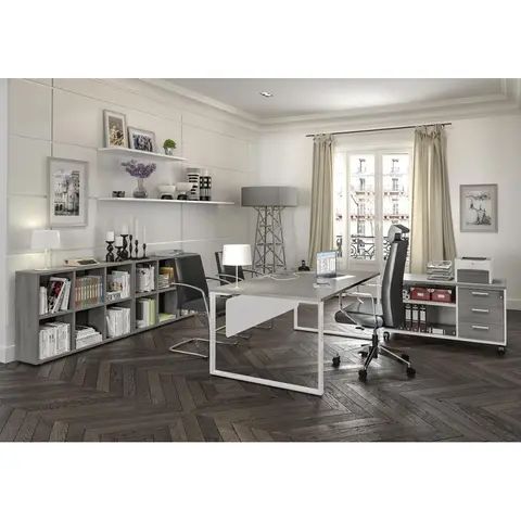 Bibliothèque 6 cases Aloe Blanc — Blanc perle