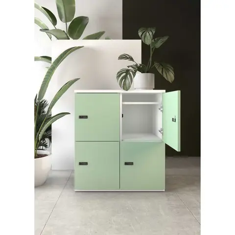 Casier de rangement blanc/vert Alix Blanc/vert (d'autres coloris sont également disponibles dans le nuancier sur demande) — Blanc