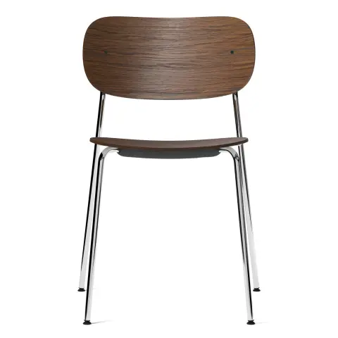 Chaise de table à manger Co pieds chromés Chêne teinté foncé