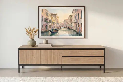 Vana - Meuble TV Chêne clair 180 cm x 40 cm x 55 cm