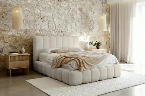 Lit coffre Garance Beige 140 x 200