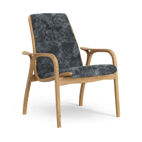 Fauteuil Laminett chêne huilé/peau de mouton Charcoal (gris foncé)