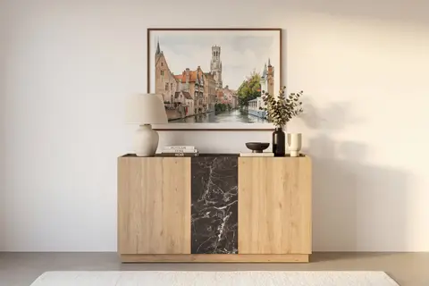 Auren - Buffet 3 Portes Chêne clair 140 cm x 40 cm x 78 cm