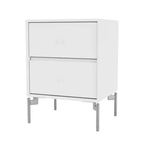 Table de chevet Drift snow 38, pieds chromés