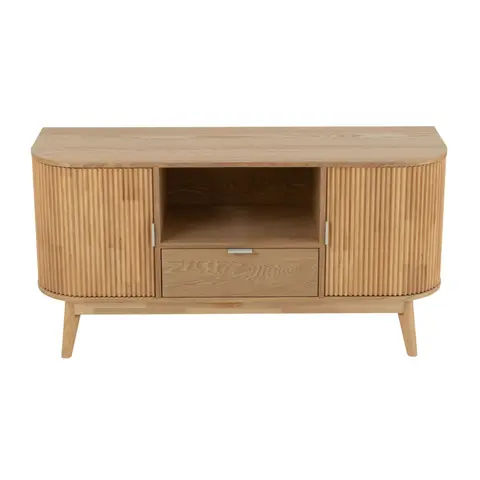Meuble de rangement arrondi en bois naturel