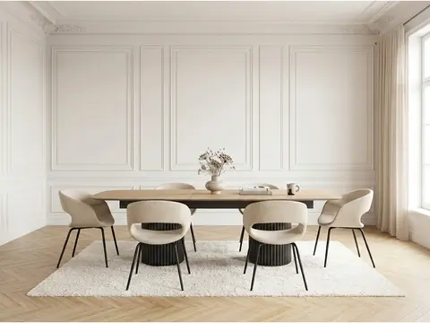 Table à manger extensible BRAGA placage chêne massif