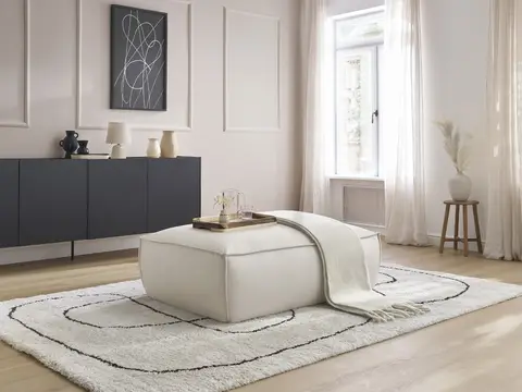 Pouf BOHEME cuir végan beige
