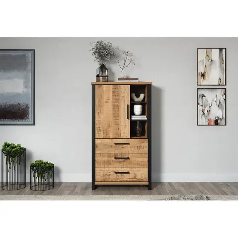 Buffet haut contemporain chêne mango Enabelle Chêne mango — Chêne mango
