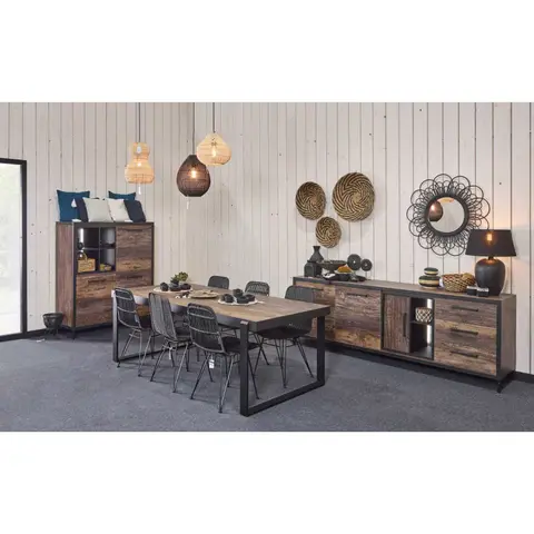 Salle à manger industrielle marron/noir Chaneze Marron/noir — Marron