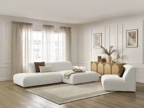 Canapé d'angle modulable SIRIUS texturé blanc 4 places