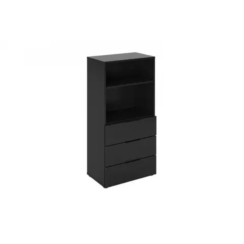 Meuble de rangement contemporain 90 cm noir satiné Beja Noir — Noir