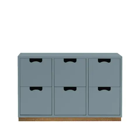 Commode Snö B2 nordic blue, support en chêne
