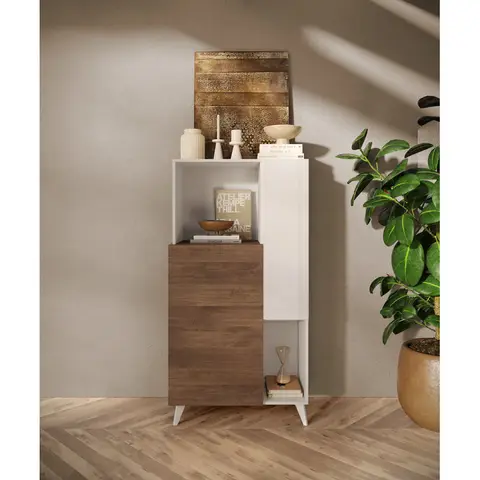 Buffet haut 2 portes chêne mercure/blanc laqué Minorka Chêne mercure/blanc laqué — Chêne mercure