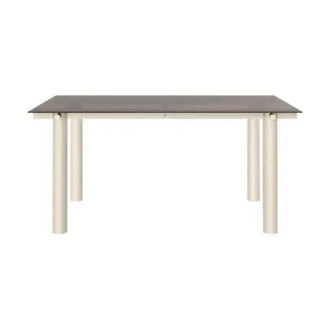 Table à manger Atura Light cashmere-verre teinté foncé,