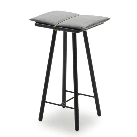 Tabouret de bar Georg bas Chêne laqué noir