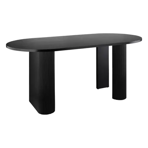 Table basse ovale en bois avec pieds cannelés