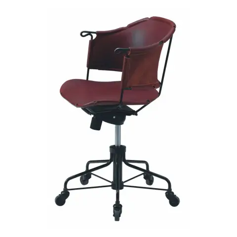 Chaise de bureau Sheriff Cuir Tärnsjö brun-piètement noir laqué
