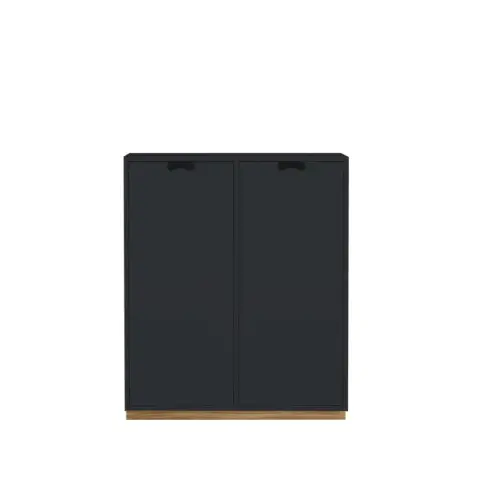 Armoire Snö E Char grey, base en chêne, portes opaques, dj.