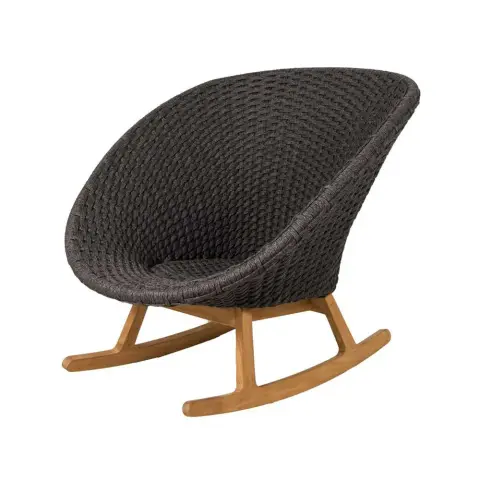 Chaise à bascule Peacock Dark grey, Cane-Line soft rope, teak