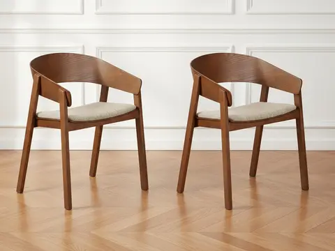 Lot de 2 chaises de table RANI avec accoudoir marron