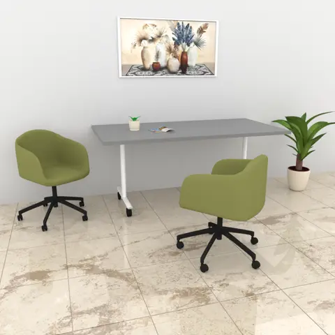 Chaise de réunion pivotante sur roulettes Elton Vert acide ou gris 74 cm — Vert acide ou gris
