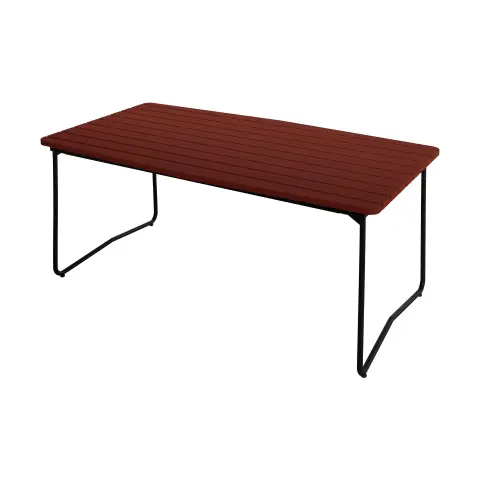 Table à manger B31 Structure en chêne laqué rouge foncé et acier noir,