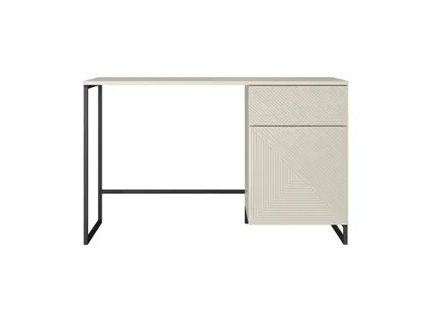 Bureau 1 porte et 1 tiroir ALICE pieds en métal beige