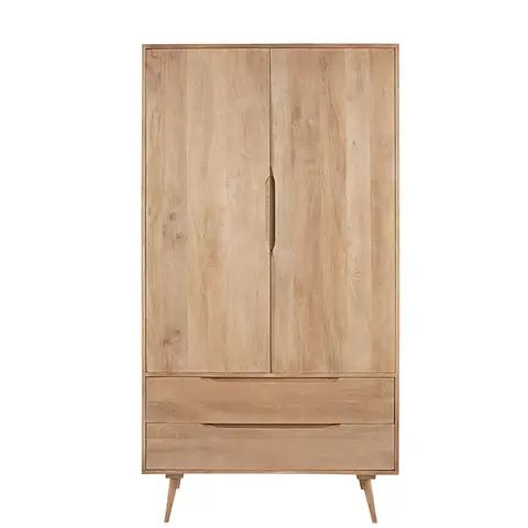 Armoire 2 portes 2 tiroirs en manguier massif L100