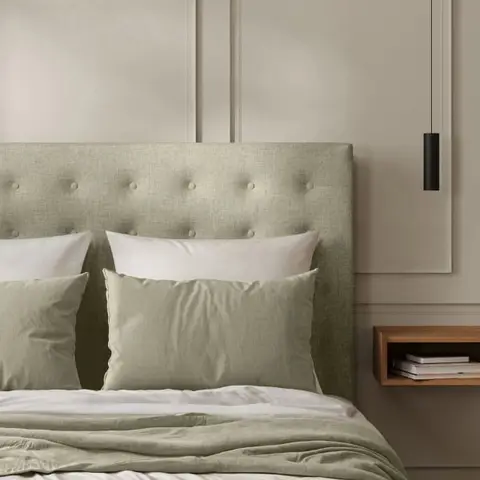 Tête de Lit Capitonnée Toile de Jute Gris clair