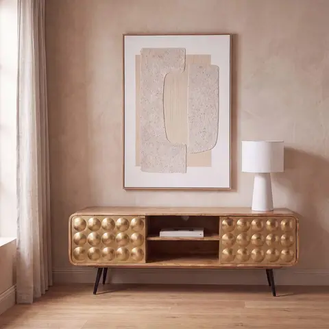 Meuble TV en bois de manguier massif, L160 cm