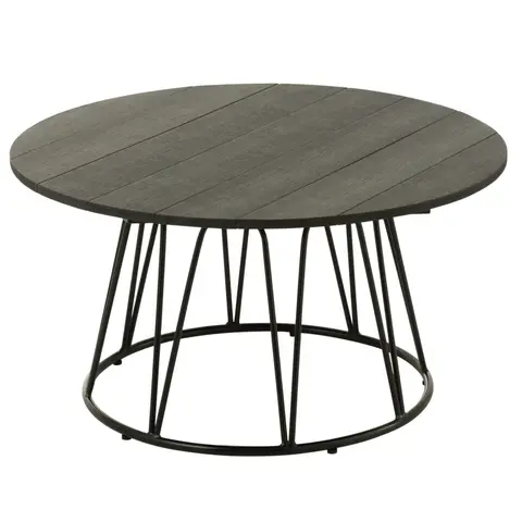 Table basse ronde effet bois et fer