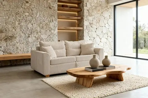 Canapé droit Loulou Beige 191 cm x 102 cm x 90 cm