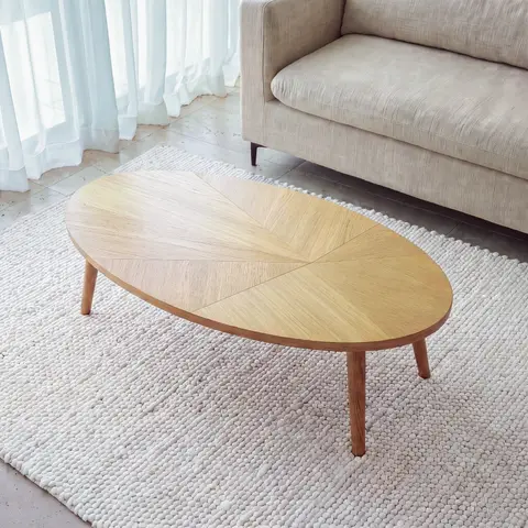 Table basse en bois de chêne et placage chêne, L120 cm