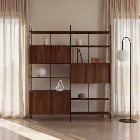 Étagère en acier noir et bois d'acacia massif, L177 cm